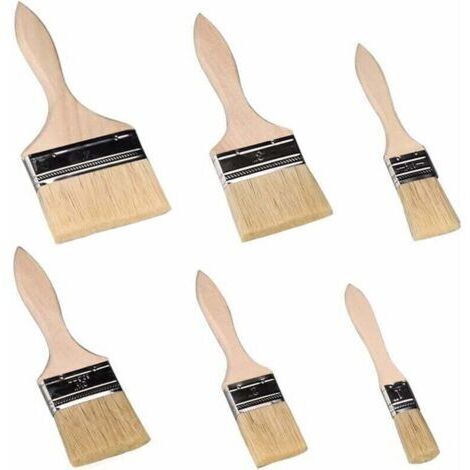 Pinceaux Peinture Mur,Pinceau Plat, Pinceaux 6 Pièces, Pinceaux Professionnels Manche en Bois Peinture Brosses Pinceaux de Poils Naturels Adapté Aux Murs, Aux Meubles, Aux Volets-- (1/5)