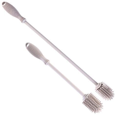 Goupillon Bouteille Silicone Géant Lave Bouteille Ecouvillon Gourde Brosse de Nettoyage Brosse Nettoyage Vaiss Carafe Bottle Brush Thermos (Gris) (1/3)