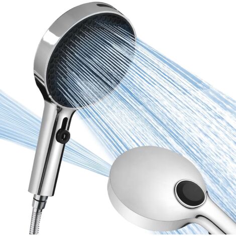 Pommeau de Douche Haute Pression jet Lavage, 130MM Shower Head Grand Diamètre 3 Types de Jets, Douchette Douche Salle de Bain Puissante Pommeau de Douche sans Tuyau,Pomme de Douche Large (1/5)