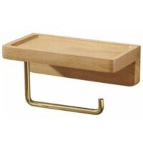 Porte-papier toilette double en bois massif hêtre – Installation murale autocollante ou avec vis – Coins arrondis – Support décoratif salle de bain (1/4)