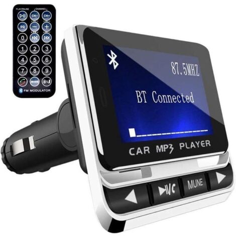 Modulateur FM pour voiture, Bluetooth 5.0, écran 1,4' (pouces), Télécommande, Port Jack, USB, micro-SD, compatible Android et iOS, noir (1/5)