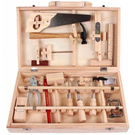 Ensemble D'Outils Pour Enfants Boite A Outils D'Entretien Menuisier Outils Reels Demontage Et Assemblage Boite A Bois Multifonctionnelle 16 Pieces (1/5)
