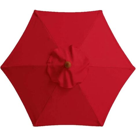 Housse de rechange pour parasol, 6 baleines, 3 m, imperméable, anti-UV, tissu de rechange, rouge (1/5)