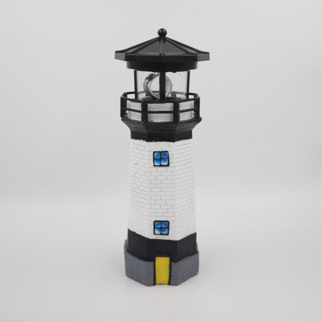 Phare solaire extrieur jardin dcoratif paysage cour pelouse lampe rsine led solaire tour phare(noir) (1/5)
