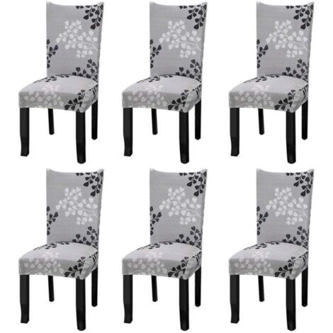 Housses de chaise extensibles universelles lot de 6 housses de chaise pour chaise salle à manger feuilles d'automne (1/5)