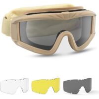 Lunettes de protection militaires tactiques avec 3 verres interchangeables Protection UV400 Lunettes de tir anti-buée Lunettes de plein air Sport Chasse Cyclisme Paintball couleur kaki