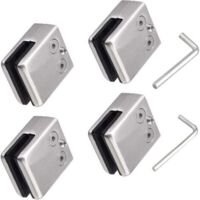 Set of 4 stainless steel 304 glass clamps with 2 Allen keys - Suitable for 8-10 mm glass panes - Adjustable glass holder - Flat back for stair railings and polished handrails