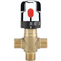 Hot and cold water mixing valve, solid brass thermostatic mixer tap, fixed temperature tap for sink, kitchen, bathroom, toilet, G1/2, 35–45 °C, 15 mm