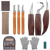 10 outils de sculpture sur bois, kit de sculpture sur bois avec 3 ciseaux à bois, 3 couteaux de sculpture sur bois, ensemble de couteaux de sculpture, outils professionnels de sculpture sur bois