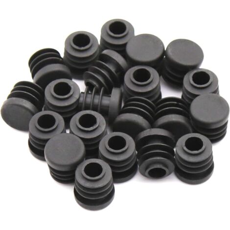 Bouchons en plastique noir de 16 mm, cache-tubes ronds noirs, embouts intérieurs pour pieds de chaises, bureaux, tables et meubles, lot de 20. (1/5)