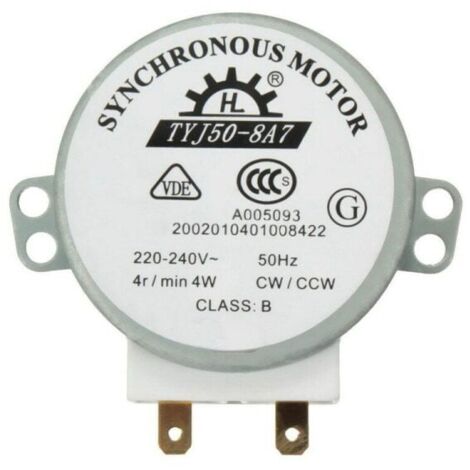 Moteur TYJ50-8A7 220-240 V CA 4 tr/min CW/CCW 50 Hz pour micro-ondes (1/5)
