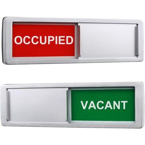 Panneau de confidentialité IC « Libre/Occupé », indicateur de porte coulissante signalant si la pièce est libre ou occupée, 17,8 cm x 5,1 cm - Argent (1/5)