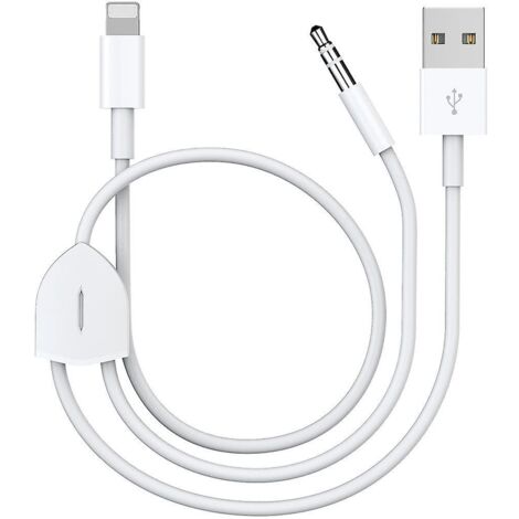 [Version améliorée] Câble de charge audio 2 en 1 compatible avec iPhone/iPad, chargez et écoutez de la musique simultanément. Compatible avec autoradios/haut-parleurs/casques. (1/5)