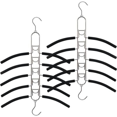 Lot de 2 cintres gain de place 5 en 1 en métal avec éponge multicouche EVA pour vestes, manteaux, pulls et pantalons (1/5)