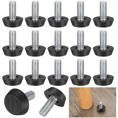 Pieds de nivellement réglables pour meubles, vis M8x23x27mm, protection de sol, base ronde, pour pieds de chaise, lot de 22 (1/5)