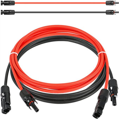 Câble d'extension solaire 4mm² – Lot de 2 câbles 3m avec connecteurs MC4 – Résistant UV et humidité – Connexion fiable pour panneaux solaires – Hklffja