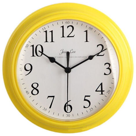 Horloge murale silencieuse, horloge jaune, horloge murale silencieuse sans tic-tac, horloge murale numérique, horloge murale à piles, 25 cm (10 pouces) -KK