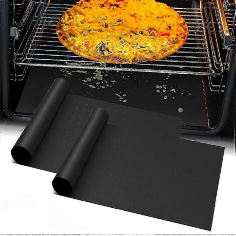 Tapis de four pour fond de four, lot de 2 feuilles de téflon robustes, réutilisables et résistantes à la chaleur, pour friteuse à air chaud et gril. (1/5)