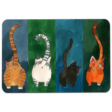 Tapis de porte antidérapant à motif chat pour entrée intérieure et extérieure (grand format) (1/4)