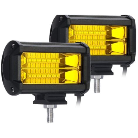 2 projecteurs de travail LED 5 pouces 72 W étanches tout-terrain, antibrouillards, lampes jaunes pour camions, quads et SSV. (1/5)