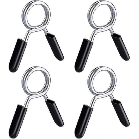 Collier de serrage à ressort pour haltère de 28 mm, boucle pour barre d'haltère (noir) - Lot de 4 (1/5)