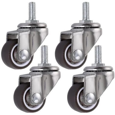 Lot de 4 roulettes pivotantes en caoutchouc M615, tige de 25 mm, pour chariots, diables, lits d'appoint, armoires, tables et autres meubles de chargement. (1/5)