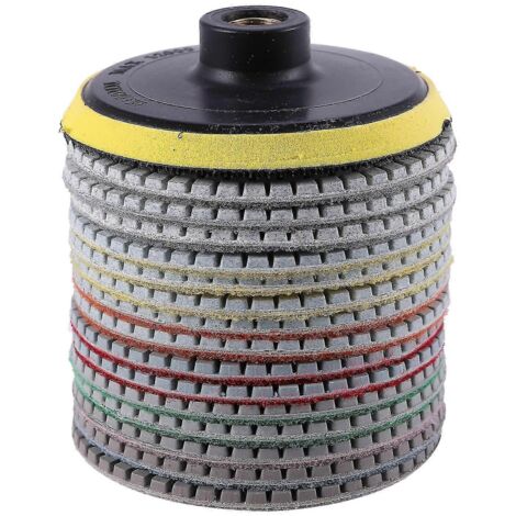 Kit de 16 disques de polissage diamantés 100 mm (4 pouces) pour le polissage à sec ou humide du granit, de la pierre, du béton et du marbre. (1/5)