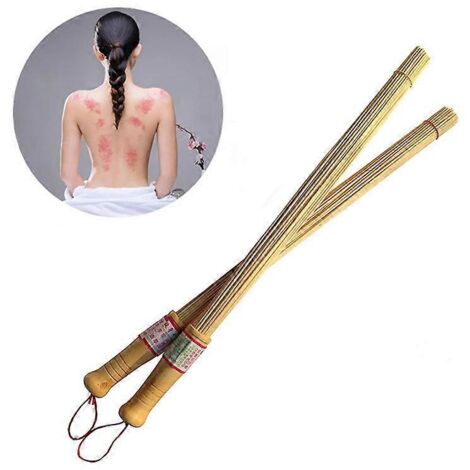 Bâtonnet de massage en bambou naturel, manche en bois, idéal pour le fitness et la santé. (1/3)