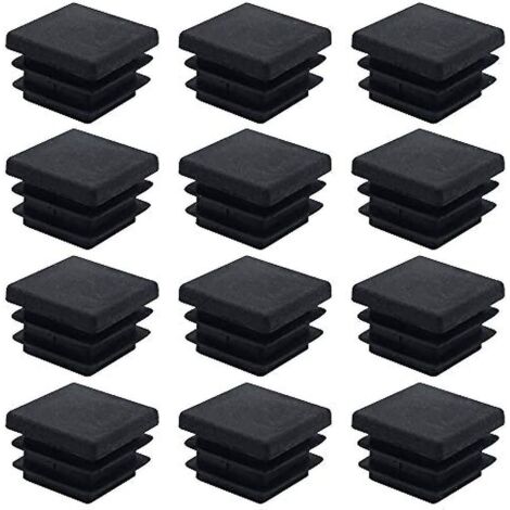 40 embouts carrés pour meubles, bouchons de tube carrés en plastique 20 mm x 20 mm, embouts antidérapants noirs mats, bouchons rectangulaires pour tuyaux. (1/5)