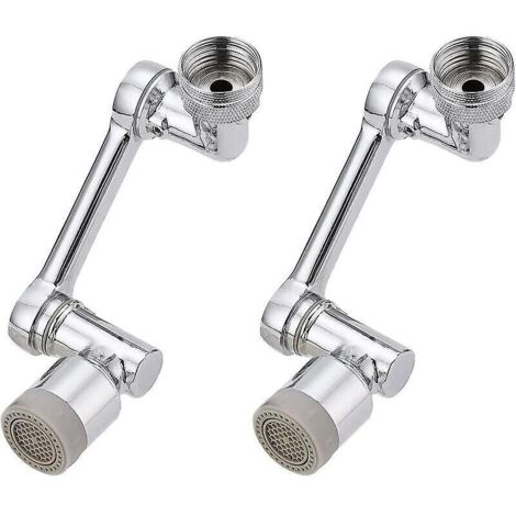 Lot de 2 rallonges de robinet pivotantes à 1080°, rotation à 1080°, rallonge universelle avec filtre anti-éclaboussures pour cuisine et salle de bain, rallonge de robinet double mode chromée (1/4)