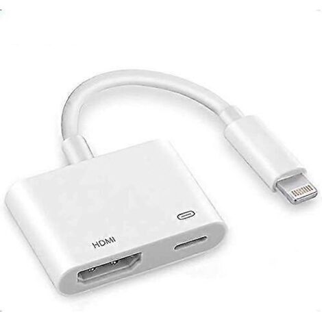 Adaptateur Apple Lightning vers HDMI, dongle audio AV numérique, câble de synchronisation d'écran 1080p pour iPhone, iPad, iPod vers TV/projecteur/moniteur, vidéo certifiée MFi