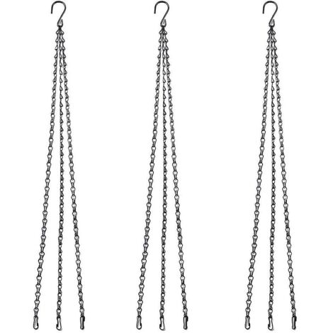 Chaîne pour panier suspendu Sunrain, lot de 3 chaînes métalliques avec clips, compatibles avec les pots de fleurs et jardinières.