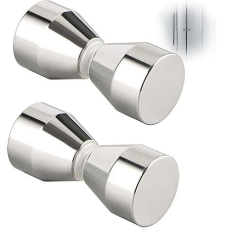 Lot de 2 poignées de porte de douche - Alliage d'aluminium argenté - Pour portes de douche en verre