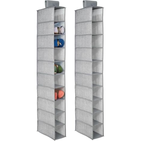 Lot de 2 étagères à chaussures suspendues - Solution de rangement idéale pour votre dressing - Rangement à chaussures suspendu avec 10 compartiments - Gris (1/5)