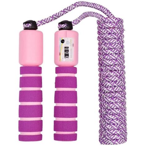Corde à sauter pour enfants avec compteur (violette), corde à sauter ajustable pour le fitness et l'exercice des garçons et des filles