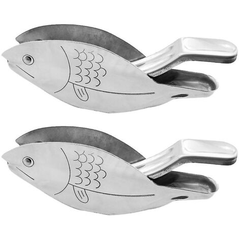 Lot de 2 presse-citrons manuels mignons en forme de poisson, en acier inoxydable, pour la maison. (1/5)