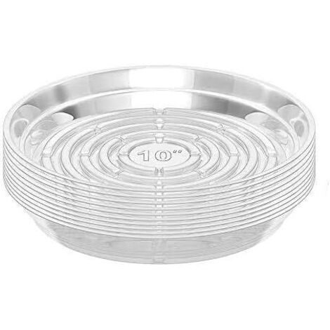 Soucoupes transparentes pour plantes d'intérieur et d'extérieur, lot de 10, 25 cm (10 pouces). (1/5)