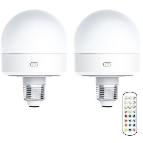 Ampoule rechargeable USB avec télécommande, minuterie, intensité réglable, facile à installer, alimentée par piles, culot E27, lampe RGB (1/5)