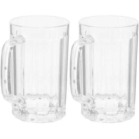 Lot de 2 gobelets transparents de 500 ml pour bière, jus ou eau. (1/5)