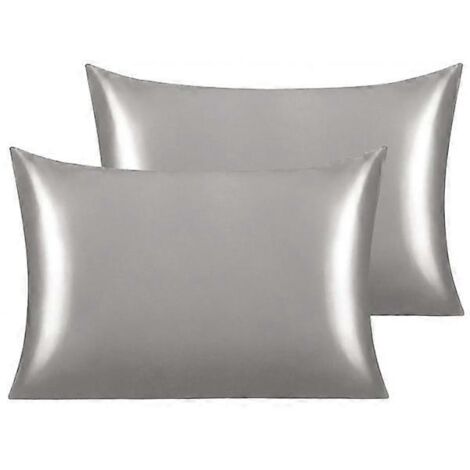 Taie d'oreiller en satin - Housse de coussin - 50 x 66 cm - Lot de 2 (1/3)