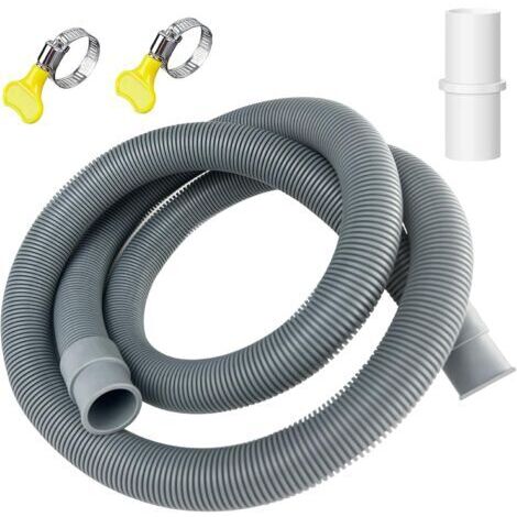 Houhence – Tuyau de vidange flexible 1,5 m – Diamètre 20 mm – Matériaux EVA + PE – Colliers de serrage inclus – Pour machine à laver et lave-vaisselle (1/5)