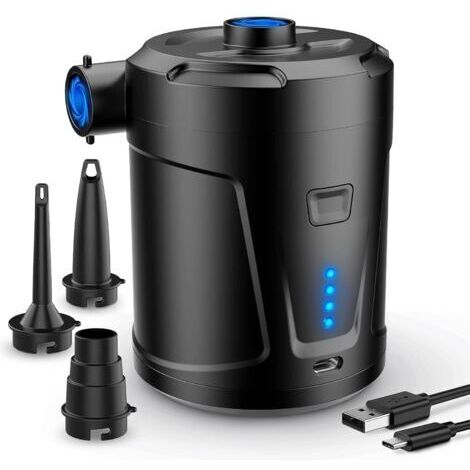 Houhence – Pompe à air électrique rechargeable 5200 mAh – Débit 240 L/min – 3 buses d'air pour matelas et bateaux – Silencieuse 60 dB (1/5)