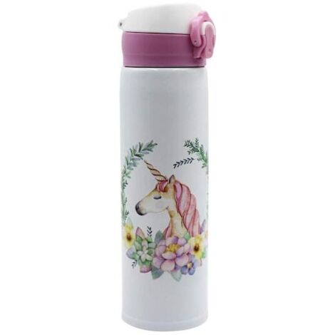 Gourde isotherme 500 ml, motif licorne, en acier inoxydable, cadeau idéal pour les enfants (1/5)
