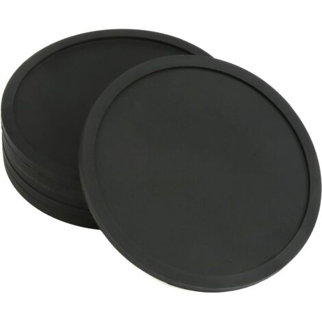 Lot de 6 sous-verres ronds en silicone noir, antidérapants, pour tasses à café, bières, verres à vin et bouteilles. Idéal pour la maison et le bar. (1/5)