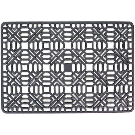 Tapis de protection pour évier de cuisine, pour fond d'évier en acier inoxydable ou en porcelaine, en silicone gris. (1/5)