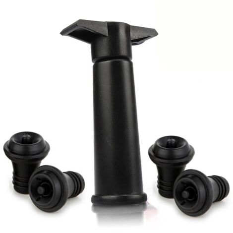 Pompe Vacu Vin noire avec bouchons Wine Saver – Préserve la fraîcheur du vin
