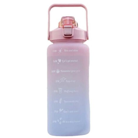 Bouteille d'eau rose de 2 L avec paille et indicateur de temps (1/4)