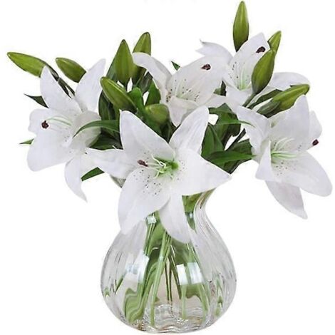 Fleurs artificielles, lot de 5 lys artificiels en latex (1/4)