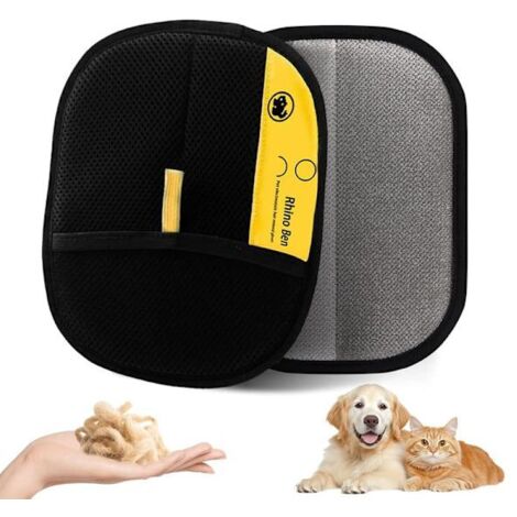 Lot de 2 gants antistatiques double face pour l'épilation des poils d'animaux – Gant réutilisable pour un toilettage efficace des chats et des chiens