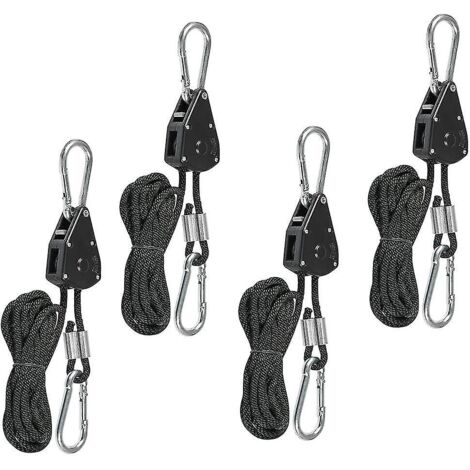 Cliquet à corde robuste en 4 pièces avec crochets, réglable, pour lampe horticole, 68 kg (150 lb), léger